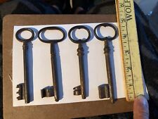 Antique Brass Prison Jail Keys Lot of FOUR (4) 4”-4-3/4” picture