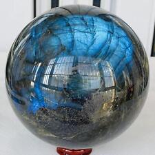 3500g Natural labradorite ball rainbow quartz crystal sphere gem reiki healing picture