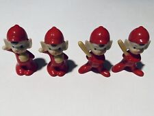 Vintage Miniature Red Baseball Pixie Elf Figurines Set of 4 Made in Japan Cute picture