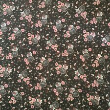 Vintage Sheer Polyester Black Floral Specialty Fabric Approx 111x55.5” picture