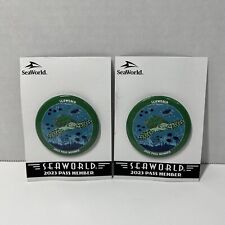 Sea World Orlando Set Of 2 Sea Turtle Pass Member 2023 Buttons Pins picture