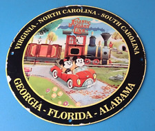 Vintage Atlantic Coast Line Sign - Railroad Mickey Mouse Porcelain Gas Pump Sign picture