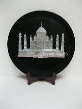 10 Inches Round Black Marble Office Decor Plate Pietra Dura Art Decorative Plate picture