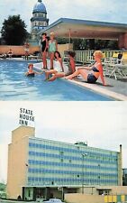 Springfield IL Illinois Statehouse Inn Hotel Pool Bathing Beauty Vtg Postcard E1 picture