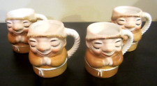 Lot of Four Vintage Monk Themed Miniature Ceramic Mugs picture