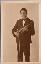 Vintage England UK Real Photo RPPC Postcard Young Man with VIOLIN / Unused picture
