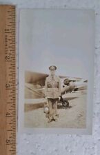 1940's Black & White Original Photo Military Man In Front Of Plane picture