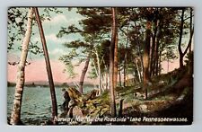 Norway ME-Maine, Gent On The Edge Of Lake Pennesseewassee Vintage Postcard picture