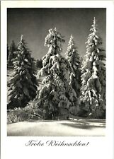 Vtg German Postcard Frohe Weihnachten (Happy Christmas) trees snow  picture