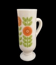 Vintage Demi Espresso Milk Glass  Orange Floral 5