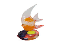 PartyLite Tropical Bermuda Fish Orange Blue Glass Tea Light Votive Candle Holder picture