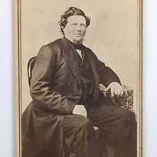 1860s CDV Photo Seated Man Victorian Fashion Forshew Hudson NY Tax Revenue Stamp picture