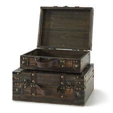 Soul & Lane Kirkland Wooden Vintage Luggage Trunks - Set of 2 Decorative Anti... picture