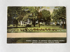 1912 Antique Vintage Postcard DETROIT MI Life is Worth Living GRAND CIRCUS PARK picture