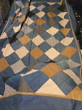 Vtg Woolrich Home Twin Denim Patchwork Quilt Sham  Matching Sheets Boho Cottage  picture