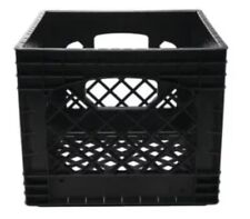 NEW 16 QT Black Milk Crate Heavy Duty Stackable Plastic Multi Purpose Storage picture