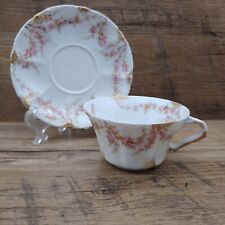 Theodore Haviland Varenne FRANCE Flat Cup & Saucer Pink Flowers picture