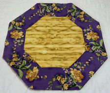 Small Round Patchwork Quilt Table Topper, Eight Sided, Floral Calicos, Purple picture