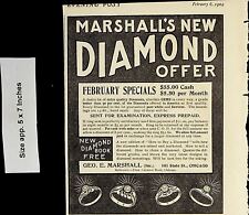 1904 Marshall's New Diamond Offer Ring Jewelry Vintage Print Ad 5097 picture