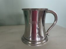 VINTAGE SHEFFIELD ENGLISH PEWTER TANKARD w GLASS BOTTOM, Engraved Name “Terry” picture