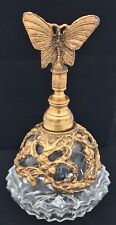 Vintage Matson Ormolu Floral Butterfly Glass Dabber Perfume Bottle - Gold Tone picture