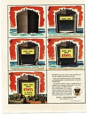 1944 Ethyl Corp Gasoline WWII LST unloads tanks on beach art Vintage Print Ad picture