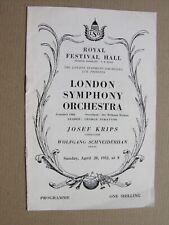 1952 LONDON SYMPHONY ORCHESTRA April 20 Josef Krips Wolfgang Schneiderhan RFH picture