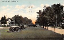 Sterling Illinois~Homes Along Broadway & 10th Ave Boulevard~1910 Postcard picture