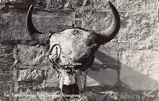 RPPC Fort Bridger WY Wyoming Bull Skull Taxidermy Western Horns Vtg Postcard U1 picture