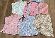 2 Vtg 40s/50s half Aprons Hostess~Floral~Rick Rack Trim Gingham Red/Feed Sack picture