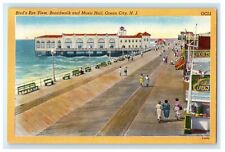 1937 Aerial View, Boardwalk and Music Hall, Ocean City, New Jersey NJ Postcard picture