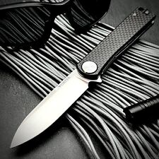 VORTEK OSKAR Carbon Fiber D2 Ball Bearing Flipper Blade EDC Folding Pocket Knife picture