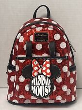NEW Disney Loungefly Minnie Mouse Sequin Polka Dot Mini Backpack Headband Holder picture
