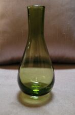 CUTE Small OLIVE GREEN Glass Bud Vase VINTAGE  picture