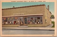 c1940s AMANDA, Ohio Postcard DICKSON'S DEPARTMENT STORE Street View / Linen picture