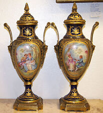  Antique French Ormolu-Mounts Sèvres Style Pair of Porcelain Vases Circa 1860s picture