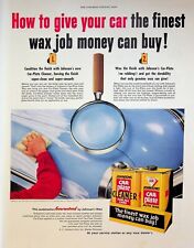 1953 Johnson's Car Plate Auto Wax Vintage 1950s Print Ad Magnifying Glass picture
