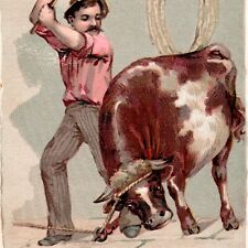 1889 Man Killing Bull Arbuckles Ariosa Coffee Victorian Trade Card picture