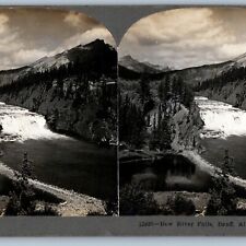 1904 Banff, Alberta Canada Bow River Falls Birds Eye Stereo Sharp Real Photo V26 picture