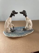 A. Colombo Signed Sculpture TWO GREYHOUND Dogs Figurine Lo Scricciolo Italy picture