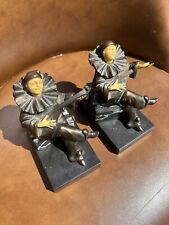 Vintage Art Deco Heavy Metal Over Resin Pierrot Style Clown Marble Base picture