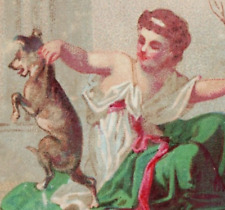 1870s-80s Victorian Scrap Card Naughty Puppy Dog Grecian Roman Lady F130 picture