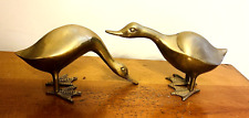 2 Vintage Brass Geese  Paperweights picture