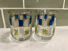 Set of 2 Libbey Nordic Colorblock Juice Glasses 4 oz - MCM - Mid Century Modern picture