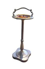 Vintage Ornate Art Deco MCM Cigar Glass Ashtray Metal Brass Stand 27