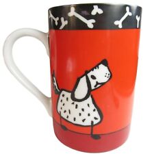 Konitz Porcelain Mug Dog Chasing Cat Whimsical 10 Ounce Red Black Germany picture