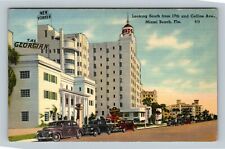 Miami Beach FL Looking South At Hotels Georgian Florida c1942 Vintage Postcard picture