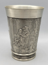 Vintage ZINN German Pewter Wine Cup Glass Embossed Mug picture