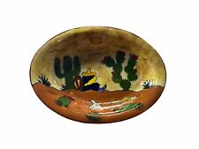 Vintage Mexico.  Mexican Pottery Folk Art Hand Painted 11.5”Lx8.5”Wx2.5”H.  (F) picture