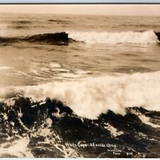 c1950s Seaside, OR RPPC White Cap Waves Real Photo Pacific Ocean Woodsiela A131 picture